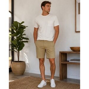 Nordstrom CoolMax Khaki Chino Shorts Men's Size 29 Performance Stretch 9" inseam